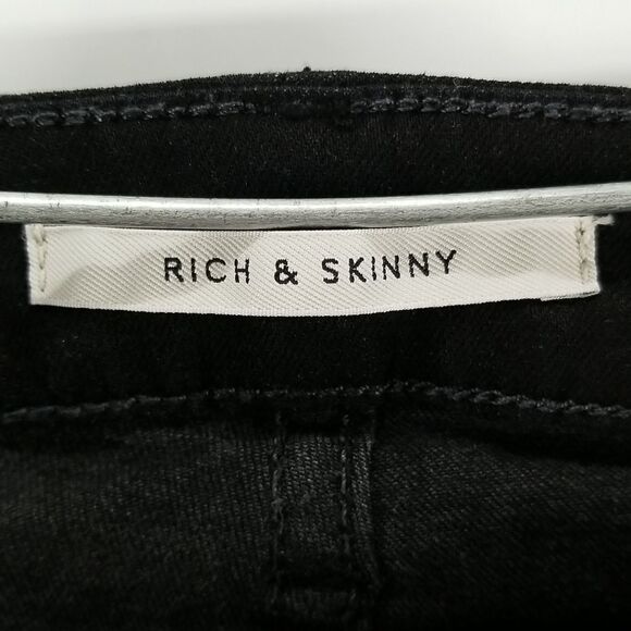 Rich & Skinny Black Jeans Womens Size 32 Mid Rise Front Zipper Button Closure - Picture 7 of 12